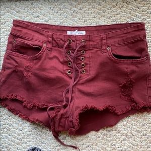 Maroon Billabong tied up shorts